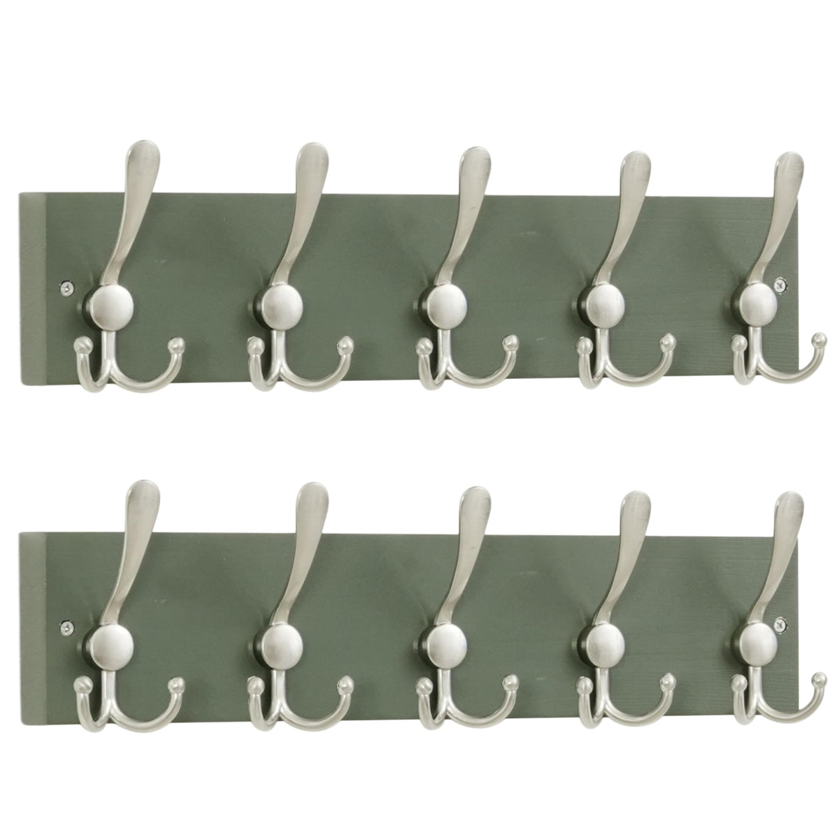 SKOLOO Creations Forest Green Solid Wood Wall Mounted Coat Rack, 5 Hooks, 16-7/8" Long - Kitchen, Mudroom, Entryway, Bathroom