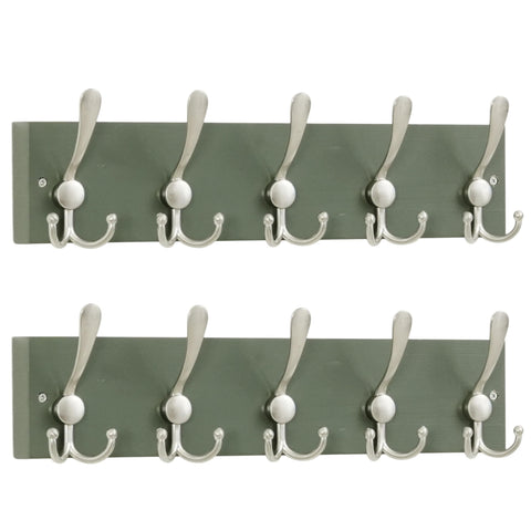 SKOLOO Creations Forest Green Solid Wood Wall Mounted Coat Rack, 5 Hooks, 16-7/8" Long - Kitchen, Mudroom, Entryway, Bathroom