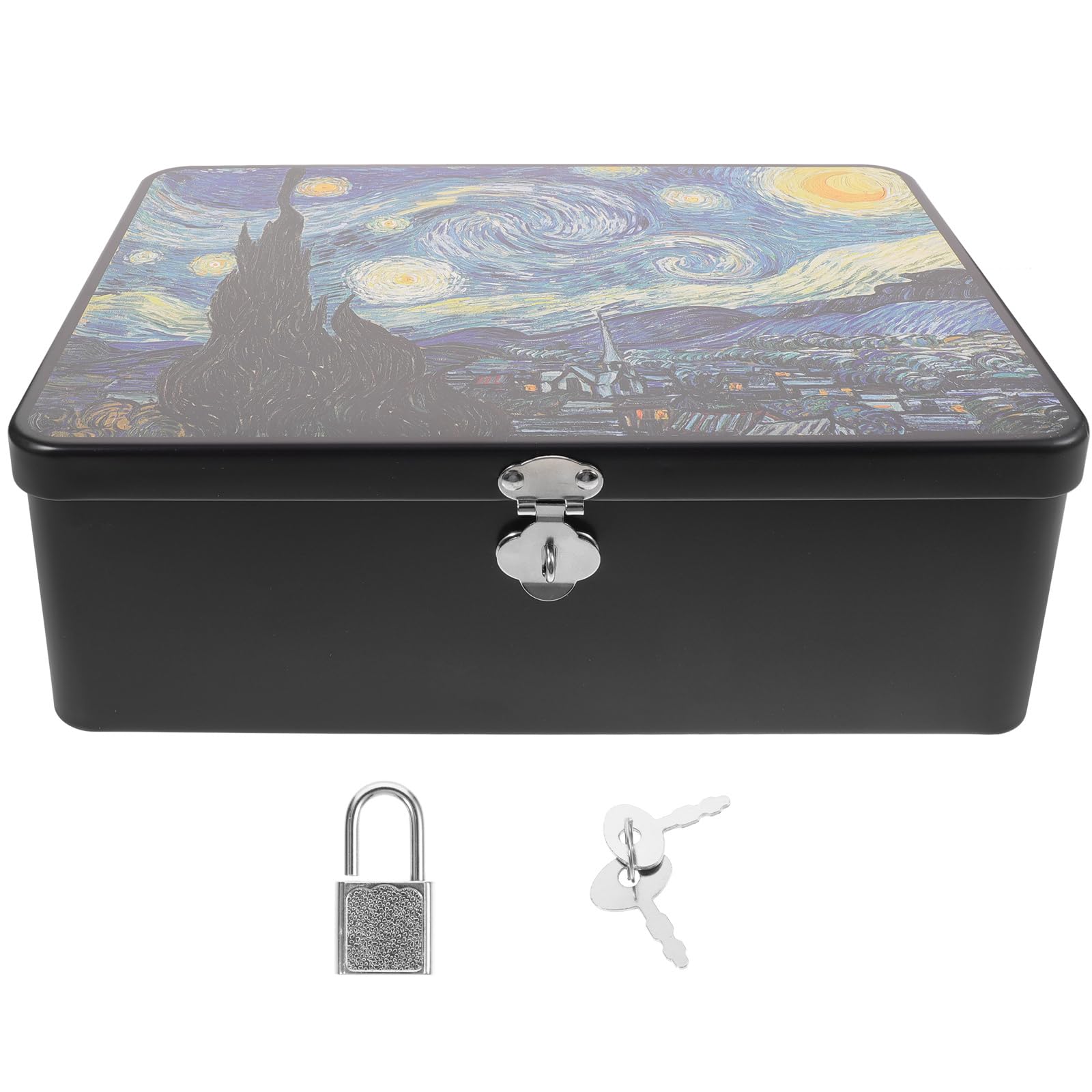 Zerodeko Tinplate Storage Box with Lock Metal Tin Box for Jewellery Rings and Earrings Desktop Storage Container for Gifts and Small Items 9.65 X