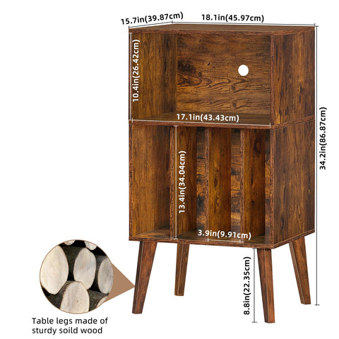LELELINKY Record Player Stand, Turntable Stand Hold Up To 160 Albums, Brown