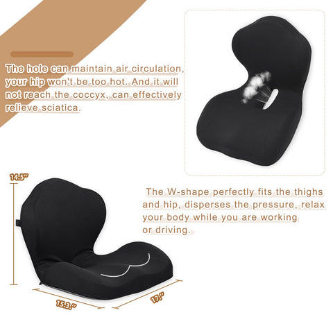 GOFORIT 2-in-1 Seat Cushion & Lumbar Support for driving - Ergonomic Dual-Layer Memory Foam Chair Cushion Set