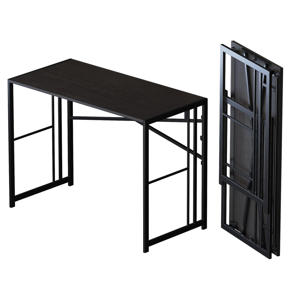 Lutown-Teen Folding Desk 103 cm No Assembly Required, Black