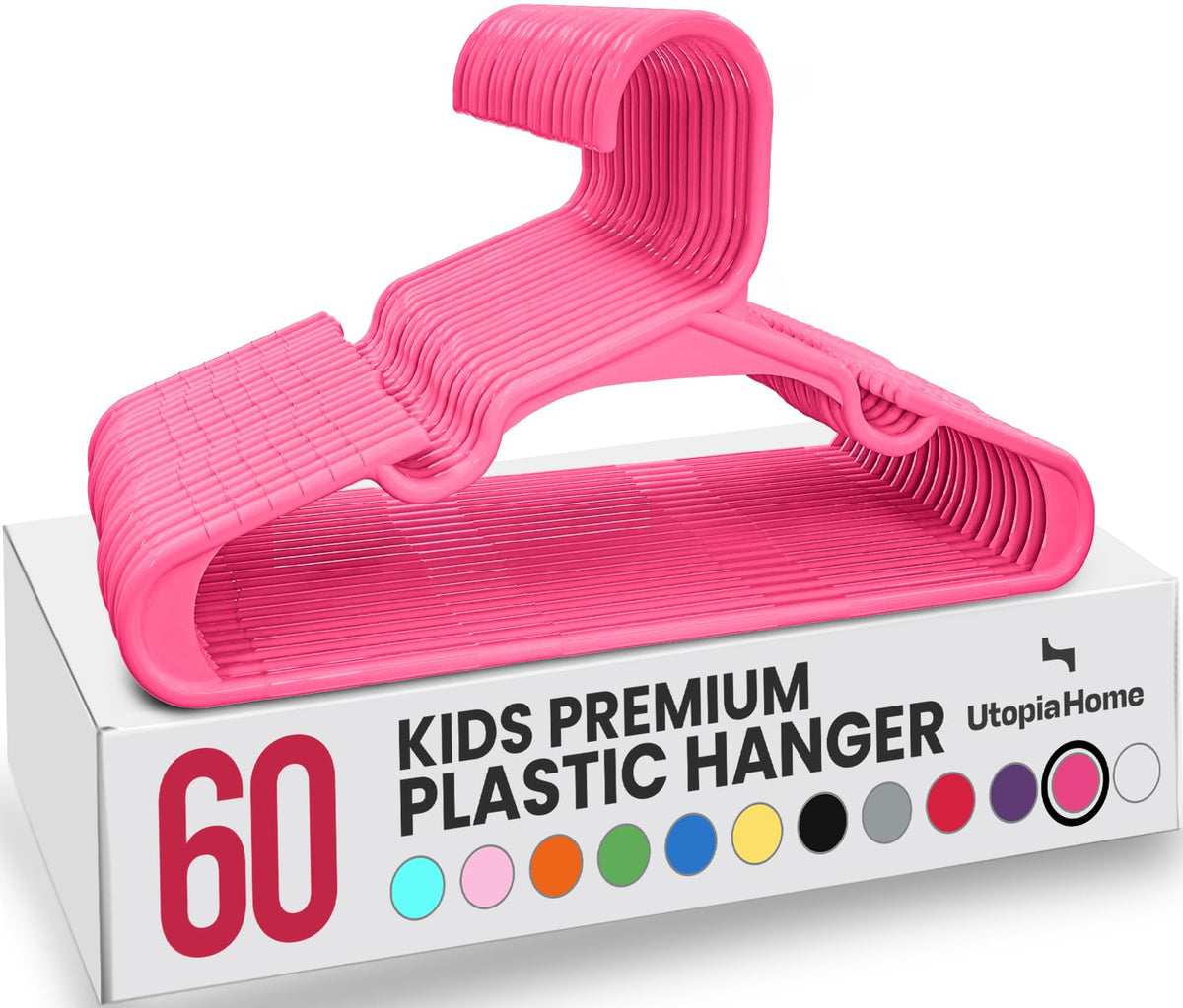 Utopia Home Baby Hangers - 60 Pink Plastic Kids Closet Hangers - Durable, Ideal for Everyday Use