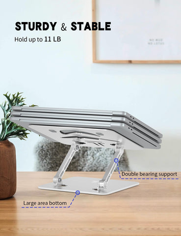 Tobeoneer Aluminum Adjustable Laptop Stand for Desk,Foldable, 10-16"