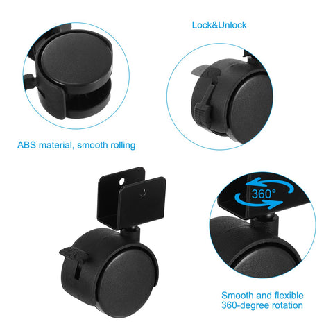 PATIKIL 2" Swivel Caster Wheels with 0.78" U Bracket, 4 Pack Mute Moving Swivel Wheel Replacement with Brake Total Load 88lbs for Cabinet Furniture