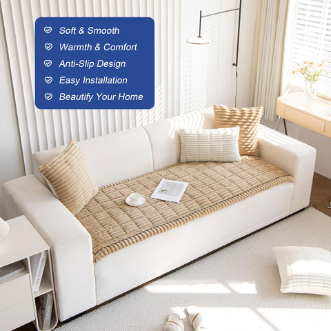 GKXLH New Thick Non-slip Sofa Cover 2 3 4 Seater (Light Coffee, 70x150cm)