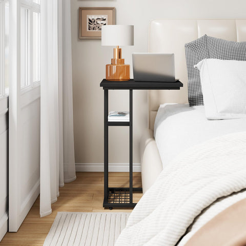 YMYNY C Shaped Side Table, 40 × 26 × 61.5CM,Black HST004B