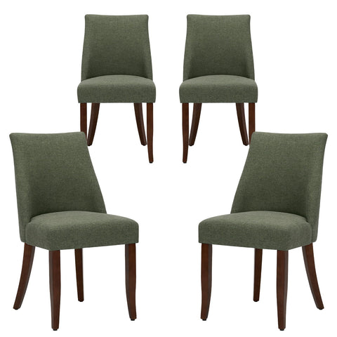 COLAMY Upholstered Dining Chairs Set of 4, Linen Fabric Parsons Dining Room Chairs with Curved Backrest, Solid Rubber Wood Legs