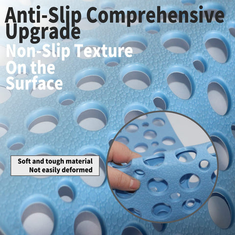 Venuso Square Shower Mats Non Slip Anti Mould, 90 x 60 cm Rubber Anti Slip Bath Mat with Drain Holes, Machine Washable