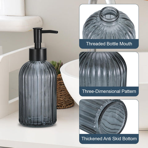 Hejo 2 Pcs 400ml Glass Soap Dispenser with Black Pump