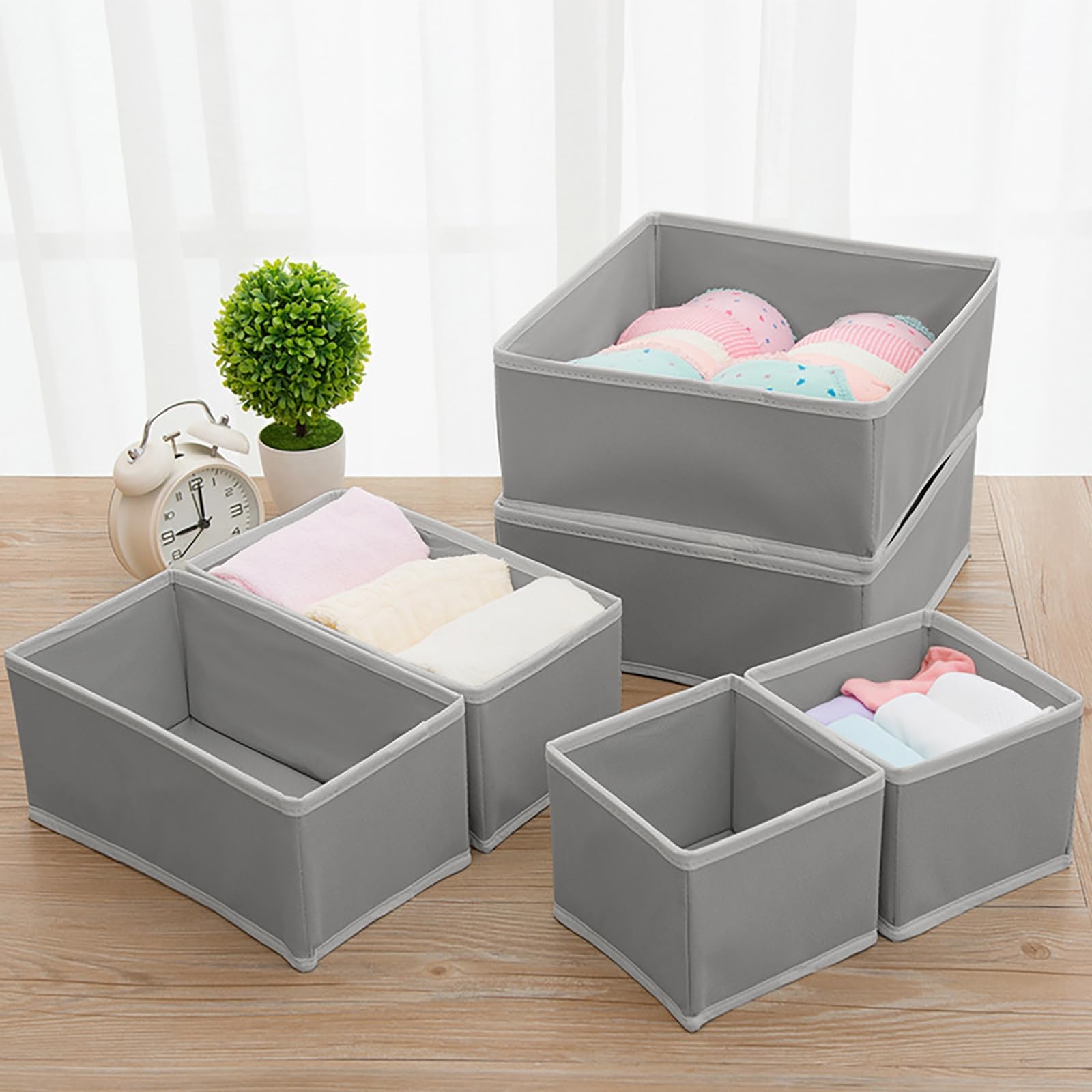 Braozaiw Drawer Organisers, Drawer divider, Storage Dividers Set, Foldable Fabric Organisers for Clothes, Underwear, Socks, Clothes Organiser