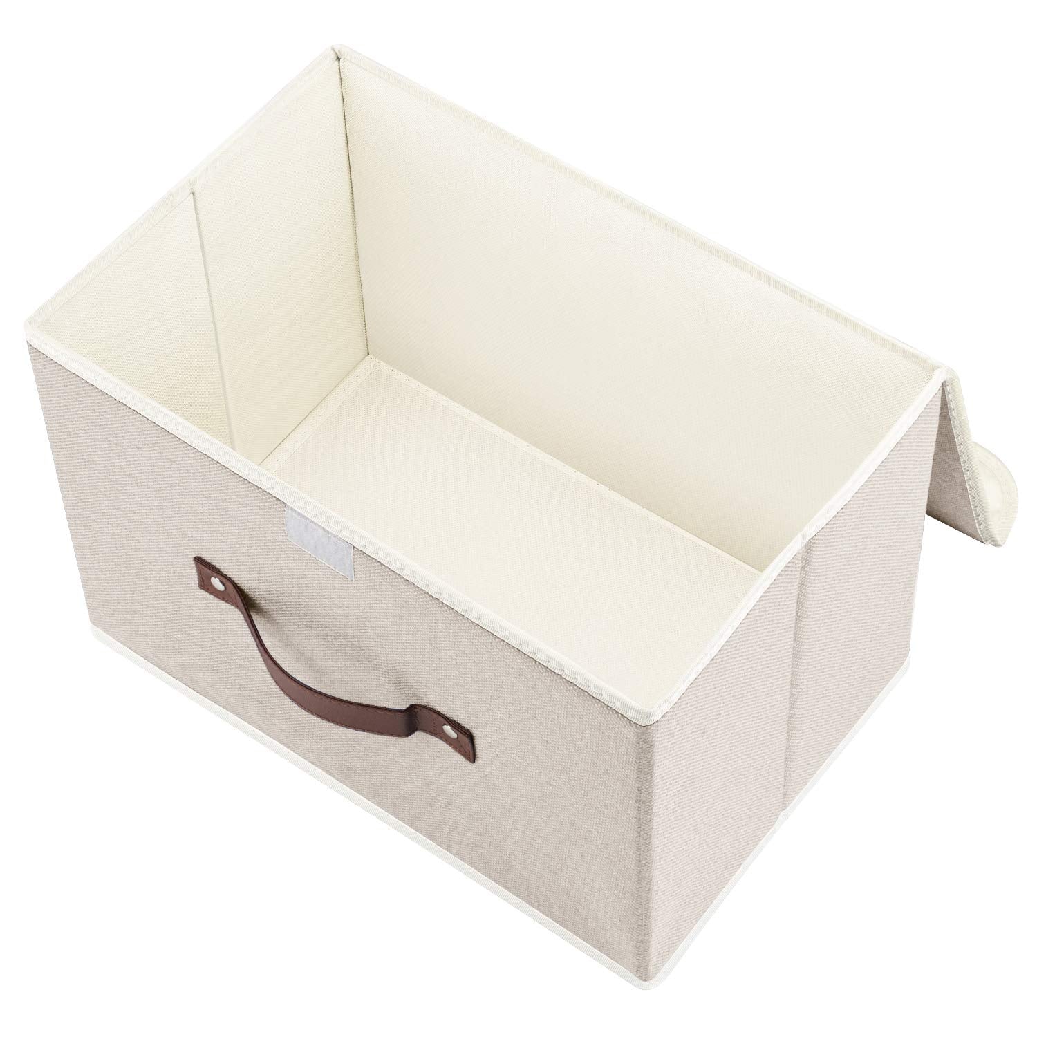 TYEERS Collapsible Storage Box with Lid, Fabric Storage Box for Clothes, Wardrobe Storage, 38x25x25 cm, Set of 3, Beige