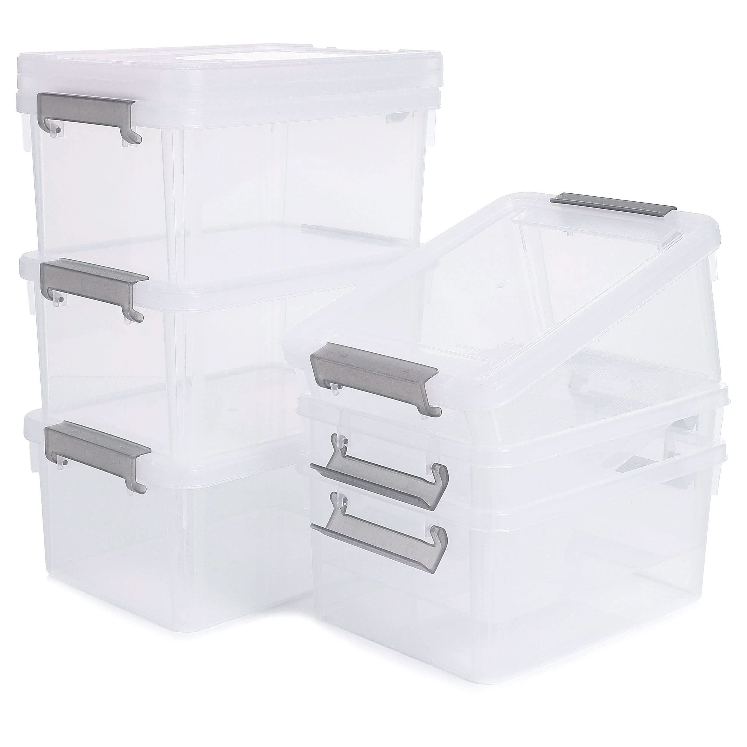 Citylife 6 Pack 3L Stackable Clear Plastic Storage Boxes with Handles