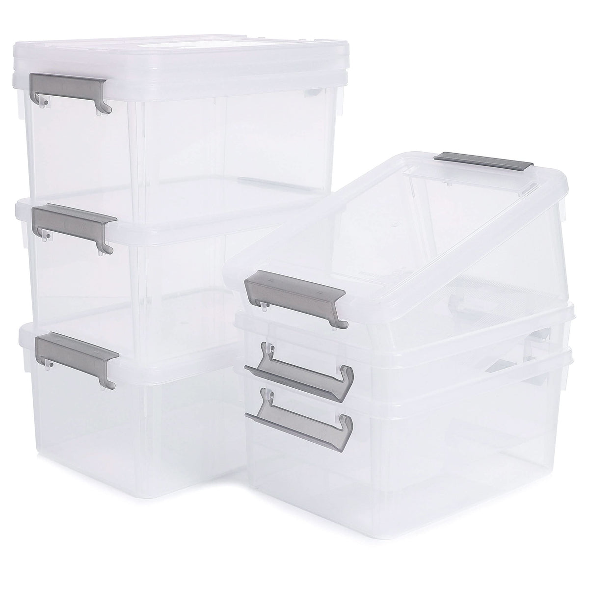 Citylife 6 Pack 3L Stackable Clear Plastic Storage Boxes with Handles