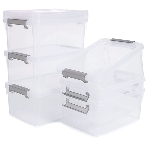 Citylife 6 Pack 3L Stackable Clear Plastic Storage Boxes with Handles