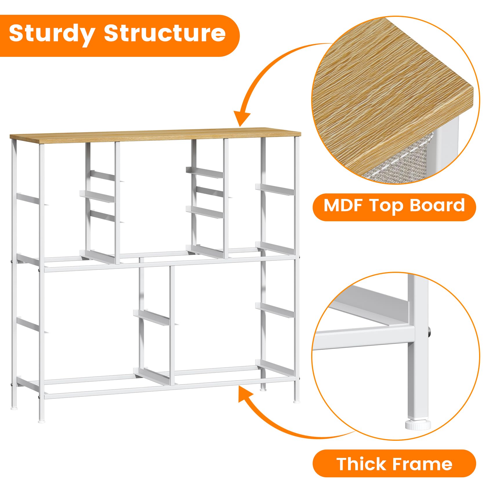 GoaHi Chest of Drawers, Large Dressers with Metal Frame and MDF Wooden Top Board, Adjustable Feet, Anti-Tip Safety