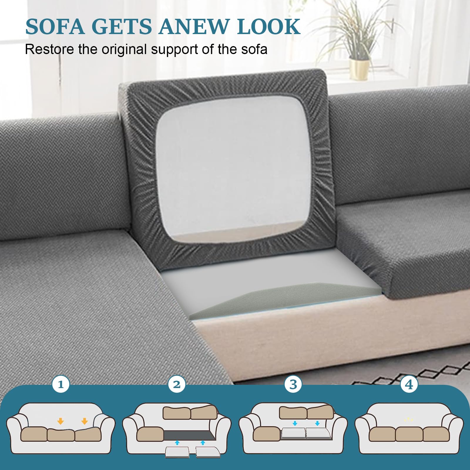 LIROPAU 50 x 50 x 5 cm Foam Cushion Couch Cushion Support
