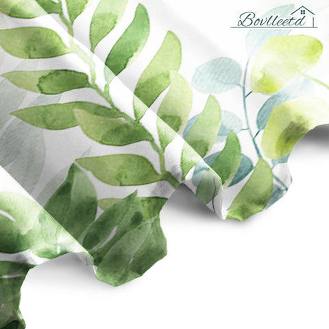 Bovlleetd Green White Stall Shower Curtain Watercolor Botanical Eucalyptus Leaves Bathroom Plants Shower Curtain Polyester Fabric Bath Curtain with