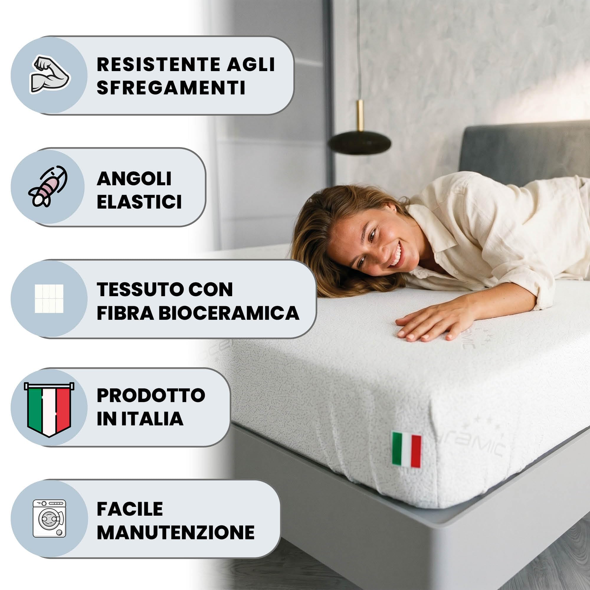 Italian Bed Linen MB HOME ITALY Mattress Cover, Thermocontrol, White, Small Double 120x200 cm