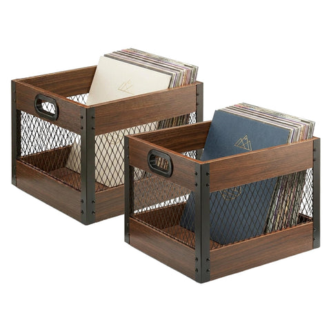 Kryntex Vinyl Record Storage Crate - Wooden LP Storage Box, Classic Cube Holds 60-80 Albums Per Box