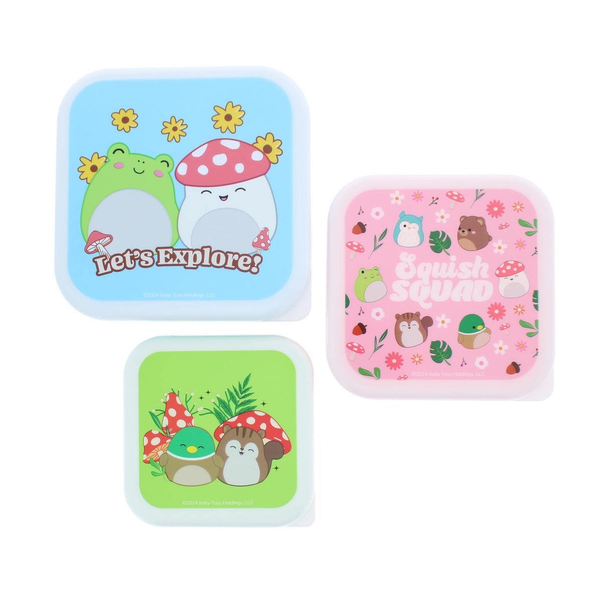 Blueprint Collections Squishmallows Storage Pots | Set of 3 Storage Tubs with Lids | Kitchen Organization | Small Storage Boxes with Lids