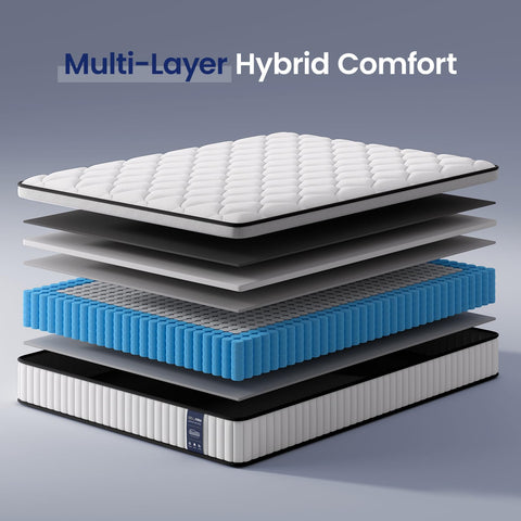BedStory 4FT Small Double Mattress 10.2 Inch, Medium Firm Hybrid Pocket Sprung Mattress with Breathable Foam, Motion Isolation & Pressure Relief