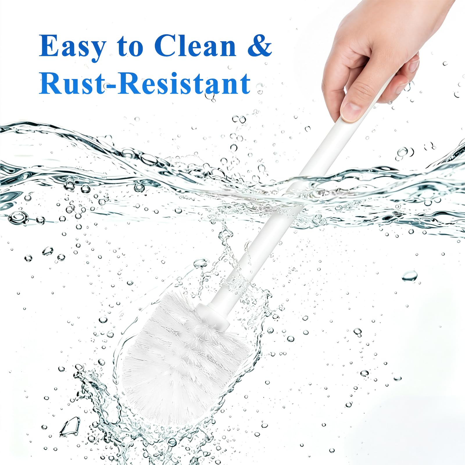 Toilet Brush, 4PCS Toilet Brushes with Stainless Steel Handle, Standing Stainless Steel Toilet Brushes for Bathroom Toilet-Ergonomic, Elegant,Durable