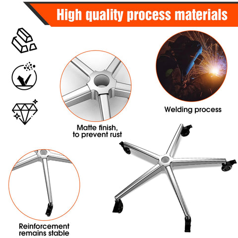 Office Chair Base Replacement PartsWith 5 Casters with Brakes(3300 lbs) - Heavy Alloy Office Chair Base Replacement, Universal Gas Cylinder