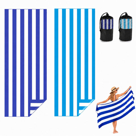 Admygo Microfibre Beach Towels for Adults - 2 Pack 180 x 90 cm Extra Large Beach Towels with Drawstring Bags