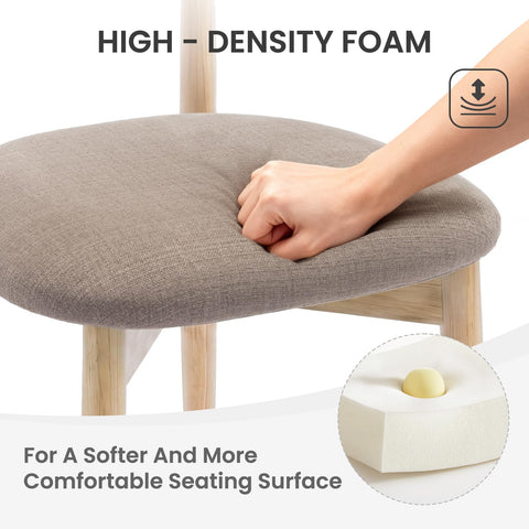 COLAMY Modern Dining Chairs Set with Wooden Legs – Upholstered Fabric Dining Room Chairs with Curved Backrest, Soft Cushion Seat