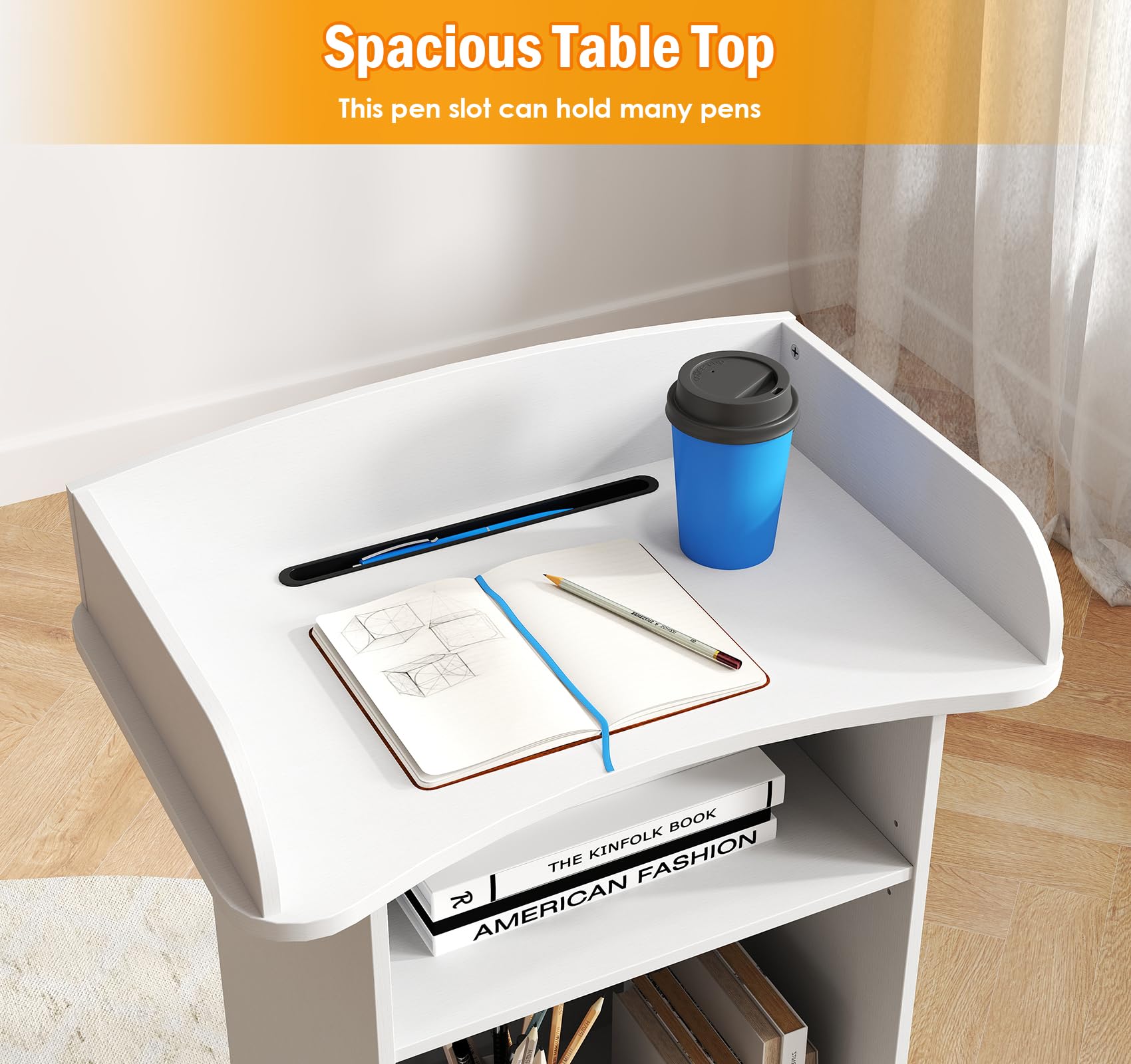 yeshine Lecterns & Podiums Portable Mobile Wood Lectern Reception Desk