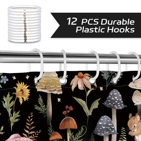 Dazzlewall Mushroom Shower Curtain for Bathroom Mould & Mildew Resistant