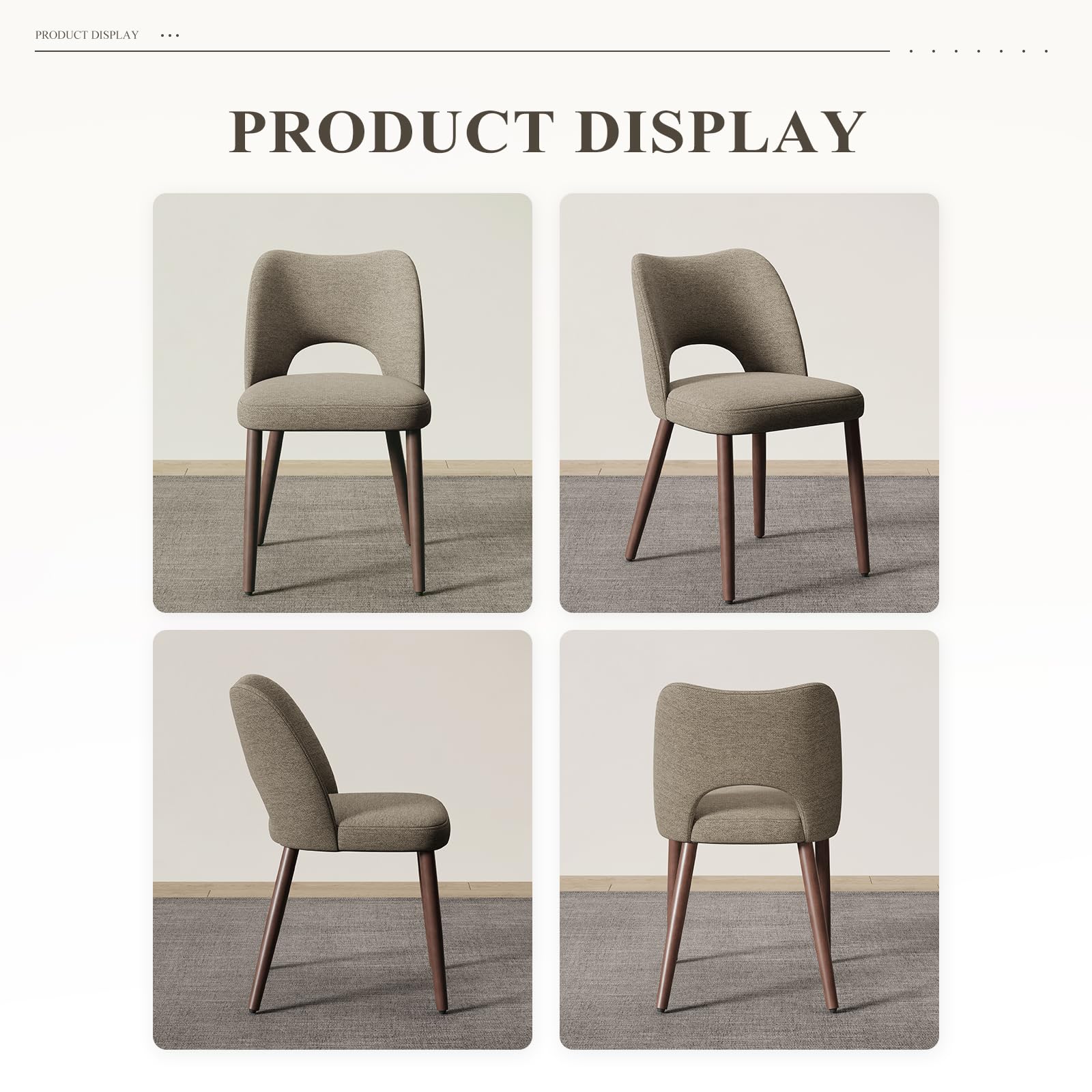 MALOL Upholstered Dining Chairs Set of 2, Fabric Chairs for Dining Room with Solid Wood Legs, Hollow Backrest and Thick Seat Cushion