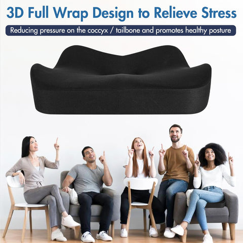 SKYNY Memory Foam Seat Cushion – Ergonomic Coccyx Cushion for Tailbone Pain & Sciatica Relief – Pressure Relief Cushion for Back Pain, Office Chair