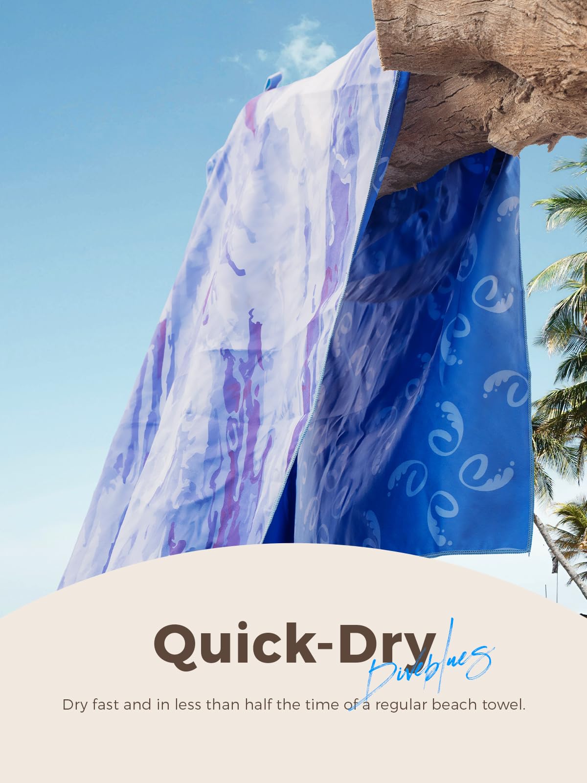 Diveblues Microfiber Beach Towel Fast Drying, Extra Large 71" x 32" Sand Free Beach Towel Super Lightweight Towels for Swimming Pool, Camping, Picnic