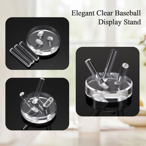 OLegei 1Pcs Mini Acrylic Tripod Stand, Baseball Display Holder for Tennis, Golf, Cricket, Crystal Sphere Geode Rock Clearly Display Base