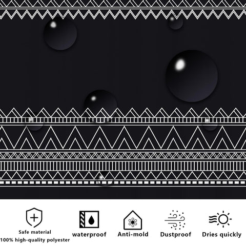 FAIRYGATE Shower Curtains Mould Proof Resistant Waterproof Polyester Shower Curtain With Hooks Black Bath Curtain Bathroom Curtains B8405