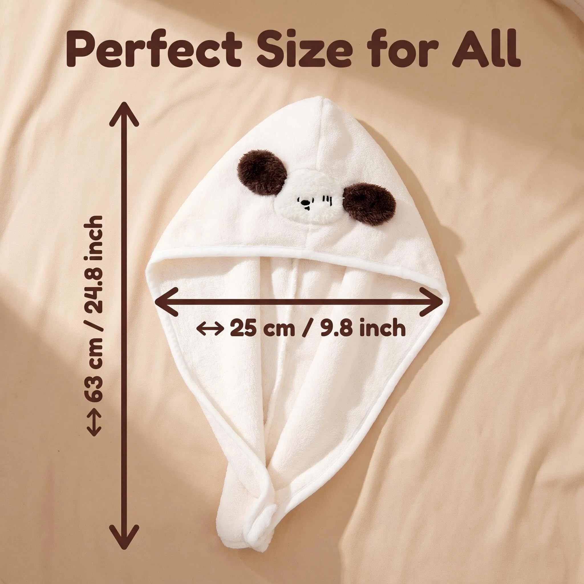 Satiskid Hair Towel Wrap, Quick Dry Turban with Button, Super Absorbent Microfibre Wrap Hair Dry Cap for Women & Kids,Soft Hair Drying Towel,Adorable