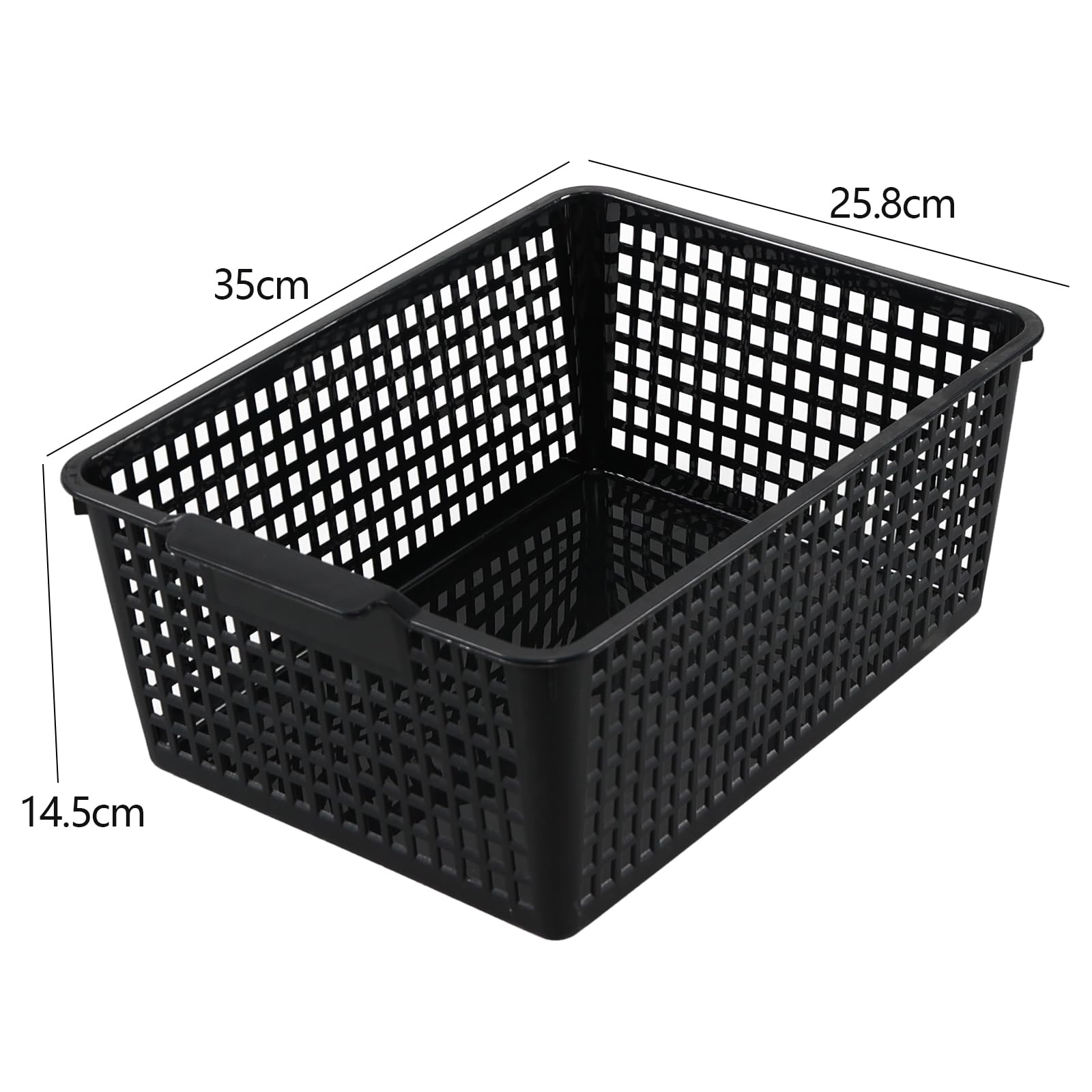 Zopnny 6 Pack Plastic Desktop Storage Basket, Large Organized Basket, Black