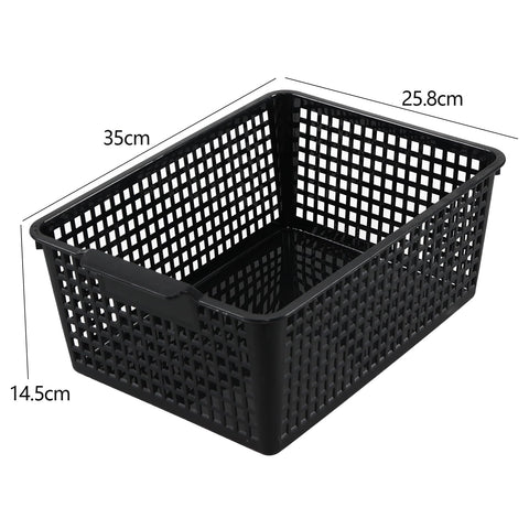 Zopnny 6 Pack Plastic Desktop Storage Basket, Large Organized Basket, Black