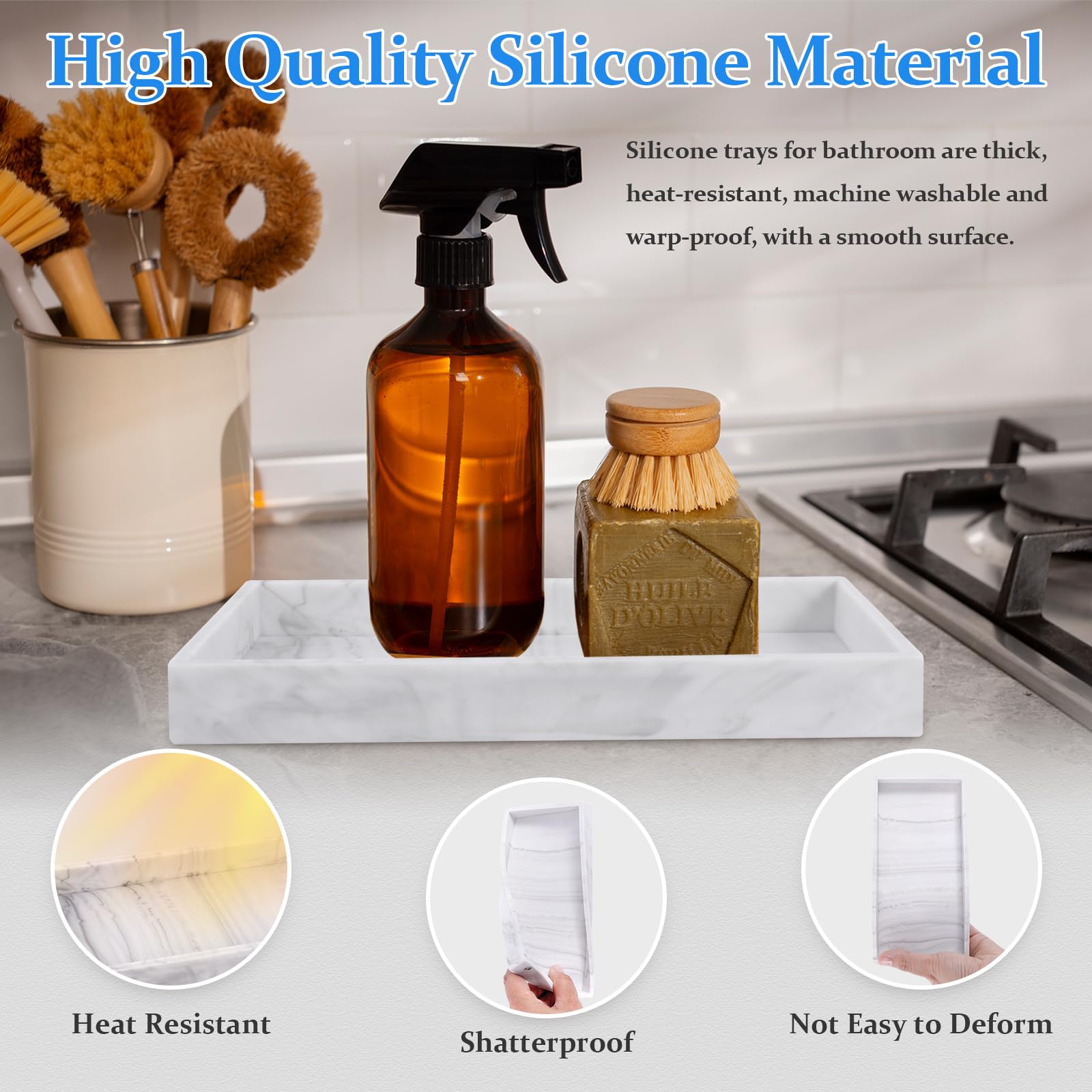 2 Pieces Bathroom Vanity Tray, Trays for Cosmetics