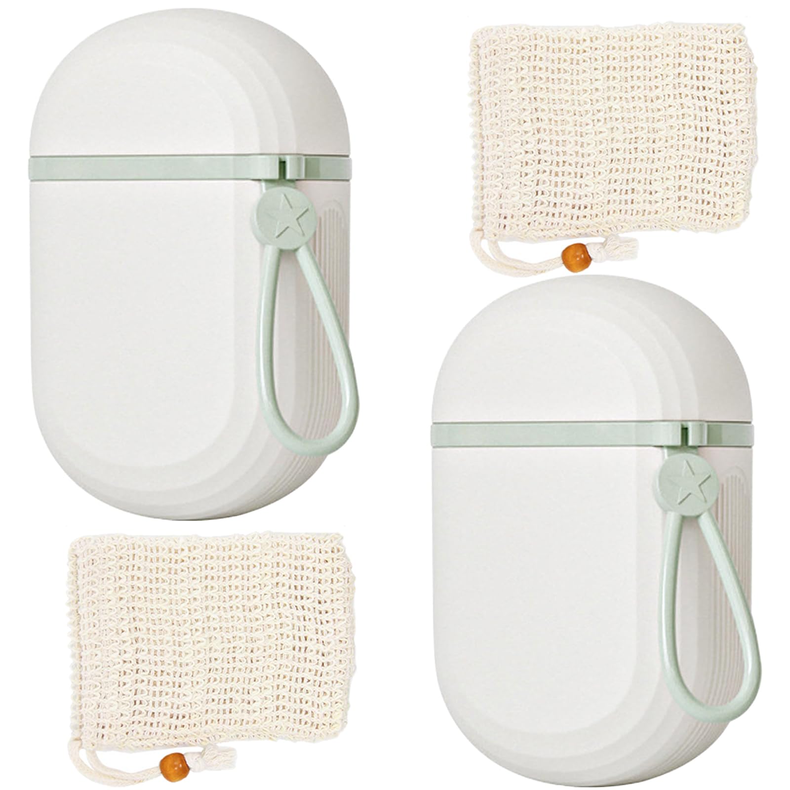 ApollOptimum 4 Pcs Soap Box Travel,2 Frosted Soap Dish with Lid and Lanyard + 2 Soap Bags for Shower,Leakproof Waterproof Soap Dish,Soap Box & Soap