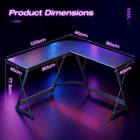 ODK L Shaped Gaming Desk,120×120 cm, Black
