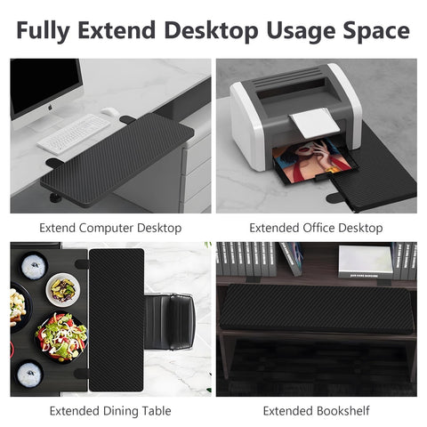 Ergonomics Desk Extender Tray,55x24x1cm Table Mount Arm Wrist Rest Shelf Without Punching Keyboard Support Stand Computer Desk Extension for Dorm