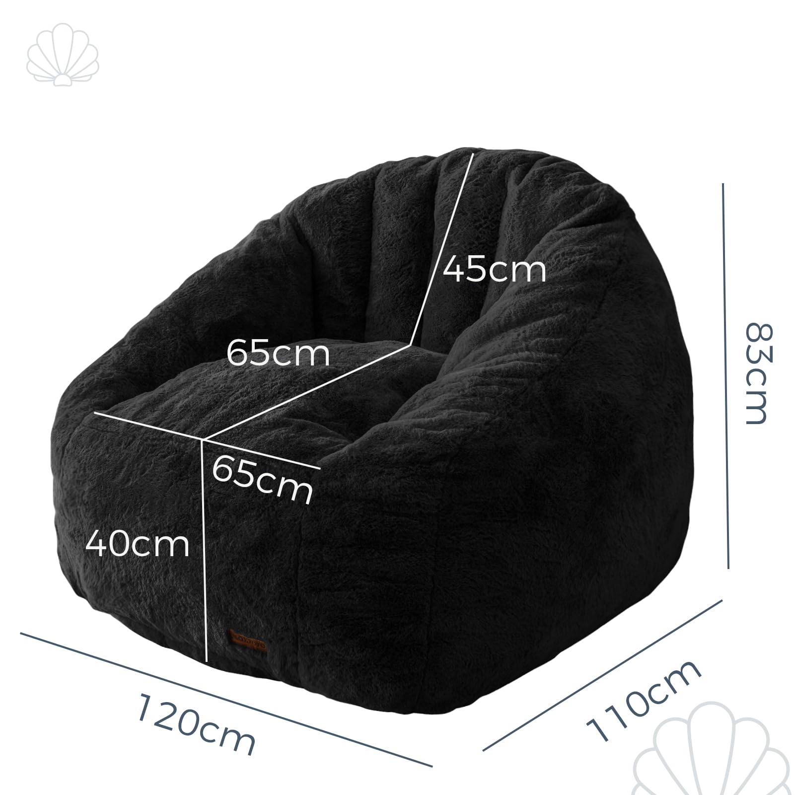 MAXYOYO Giant Bean Bag Chair,Faux Fur Shell Shaped Bean Bag Sofa with Filler,Soft Beanbag Sofa Giant Size for Living Room Bedroom