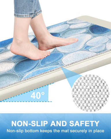Non Slip Shower Mats for Inside Shower Tray-60x60cm Quick Drain Square Shower Mat,Soft PVC Loofah Shower Mats Non Slip Anti Mould for Elderly