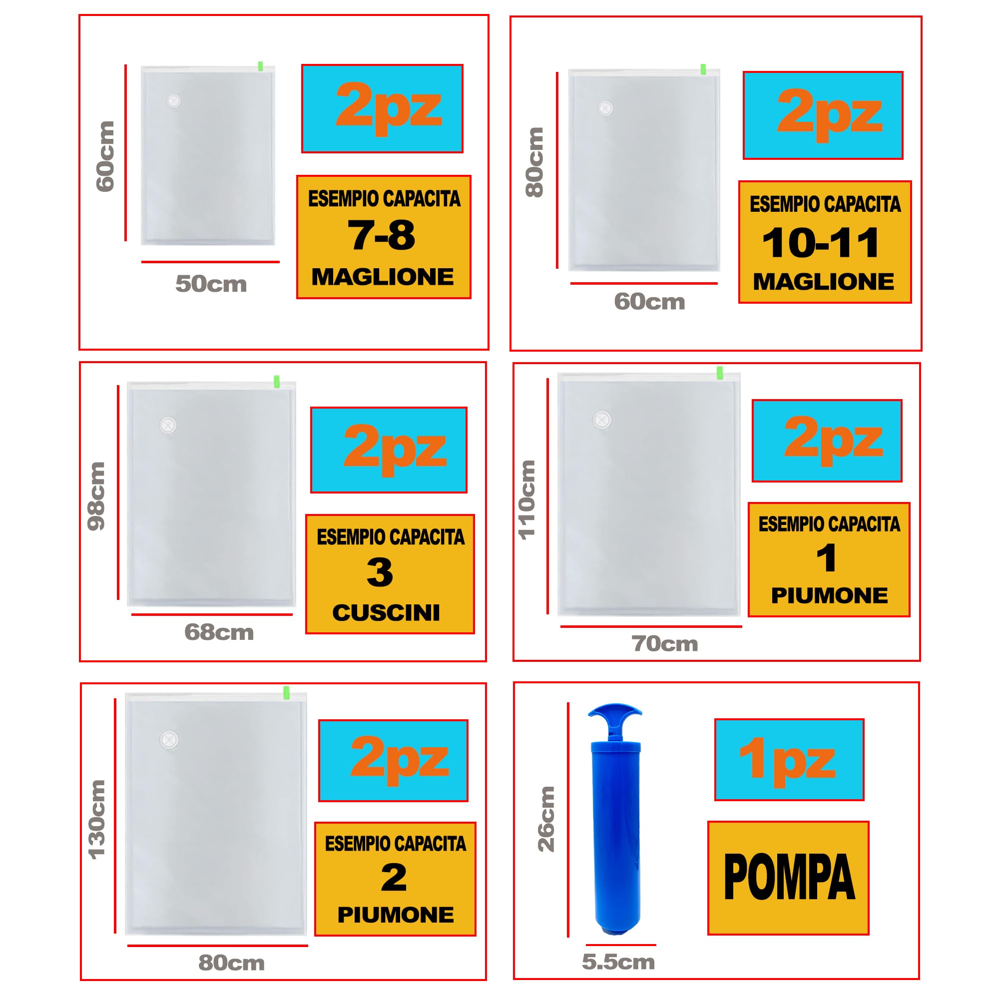 ICE TOYS Set of 10 Vacuum Space Saver Bags 5 Different Sizes Includes Pump (Set 10 + Pump)