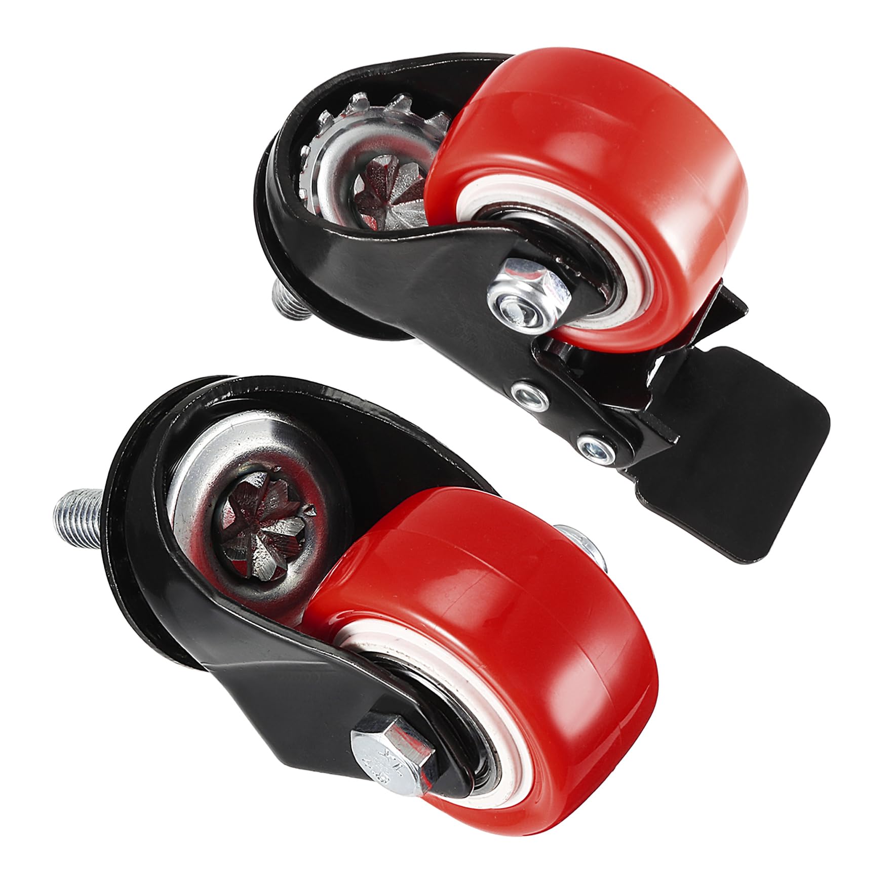 sourcing map 1.5 Inch Swivel Caster Wheels PU 360 Degree Threaded Stem Caster Wheel M10 x 25mm, 330lb Total Load Capacity, Pack of 4