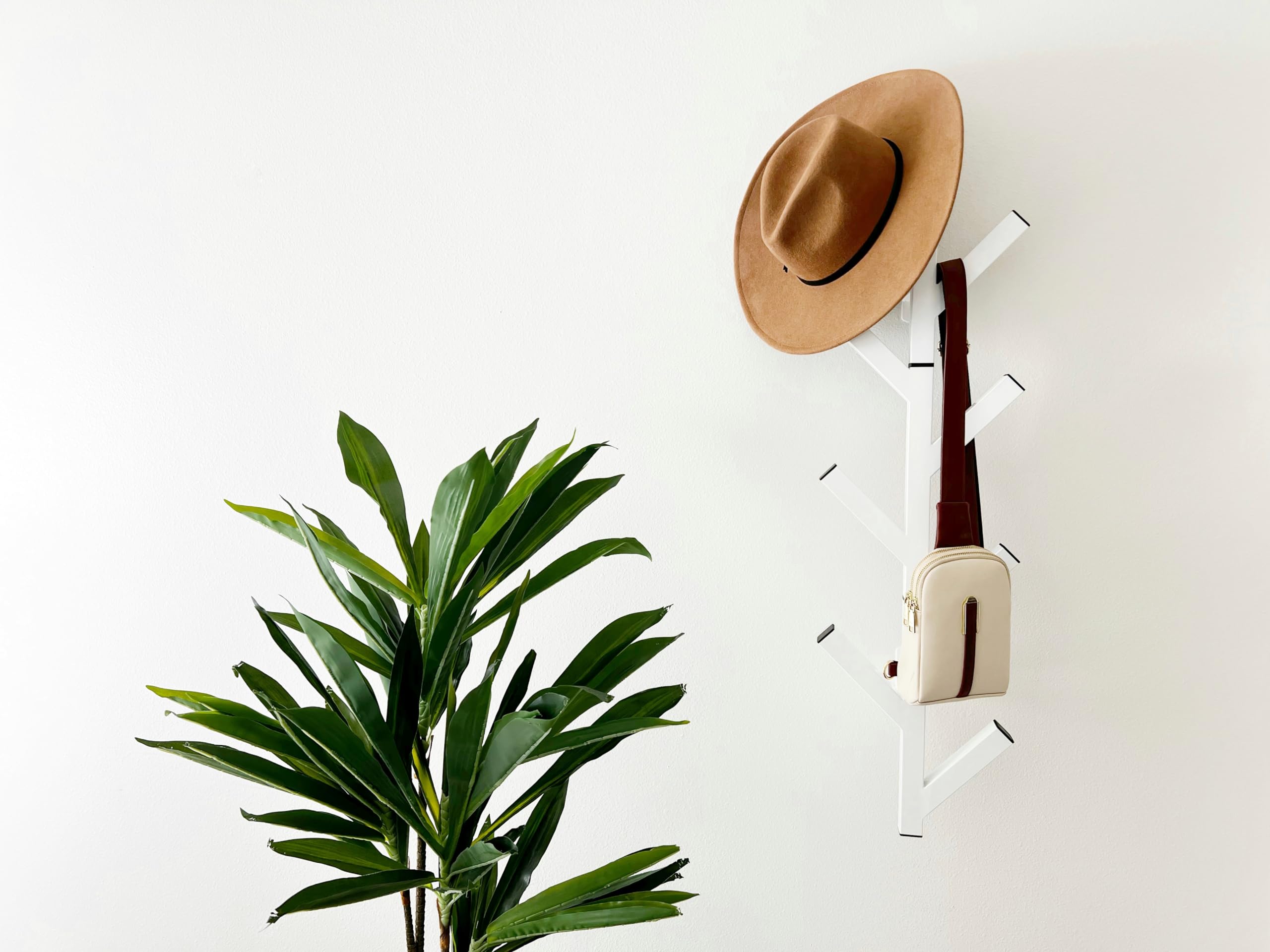 Premium Racks Coat Rack & Hat Rack – Modern Design – Wall Mounted – Stylish – (White)