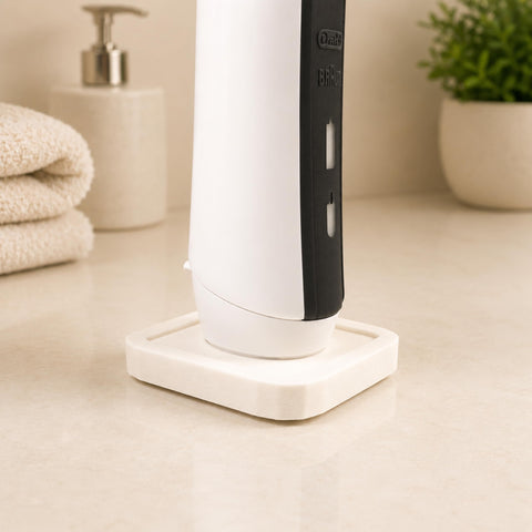 Electric Toothbrush Holder Stand Compatible with Oral-B – Single (Matte Ivory White, Single)
